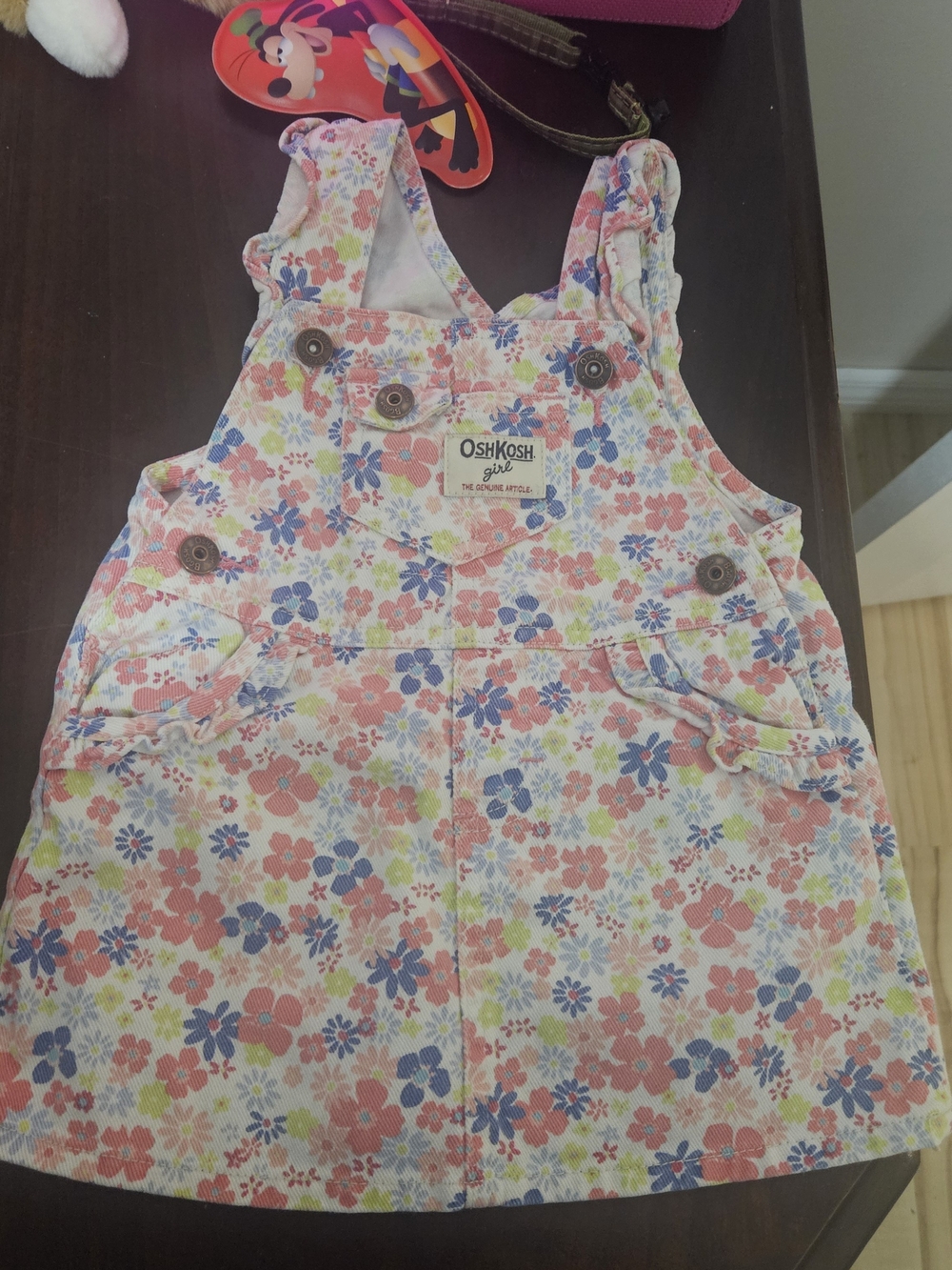 OshKosh B'gosh Floral Overall Dress in Pink, Blue & Yellow
